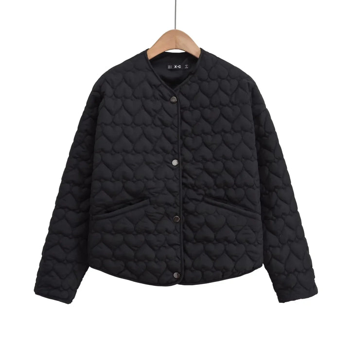 Lune London | Women's quilted jacket with hearts – lightweight puffer with snap fasteners