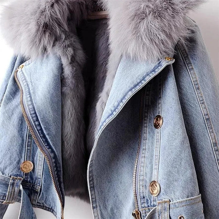 Lune London | Denim Jacket with Faux Fur Collar