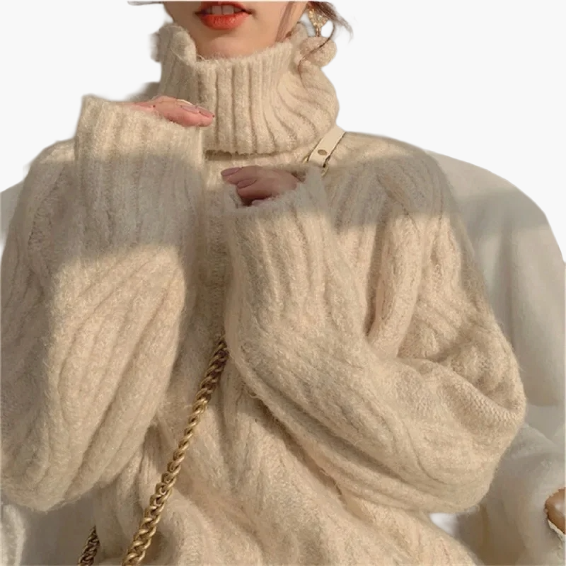 Lune London | Korean style oversized knitted sweater with turtleneck - Fashionable sweater for autumn and winter