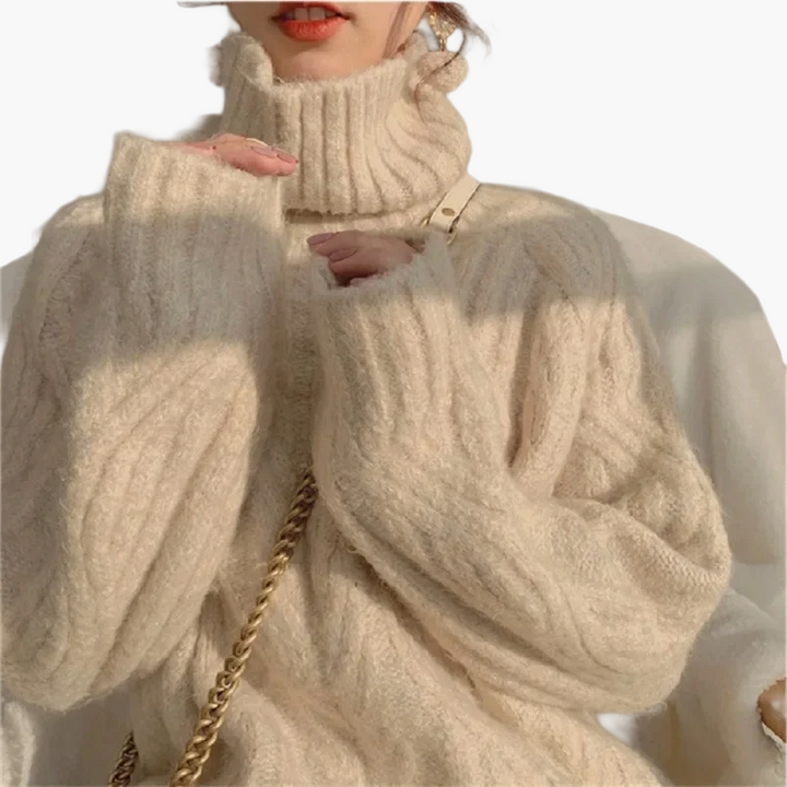 Lune London | Korean style oversized knitted sweater with turtleneck - Fashionable sweater for autumn and winter