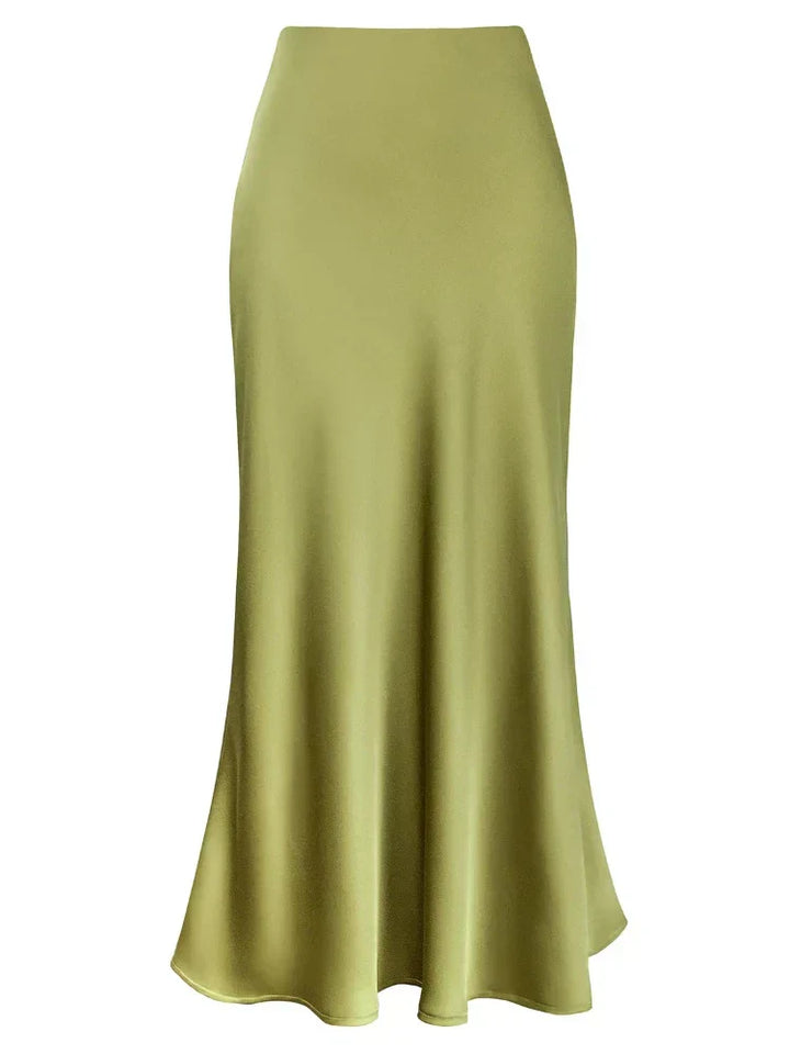 Lune London | Women's Satin Silk Skirts Summer Spring Korean Fashion Clothing Office Ladies Long Skirts Elegant Black Maxi Skirts for Women