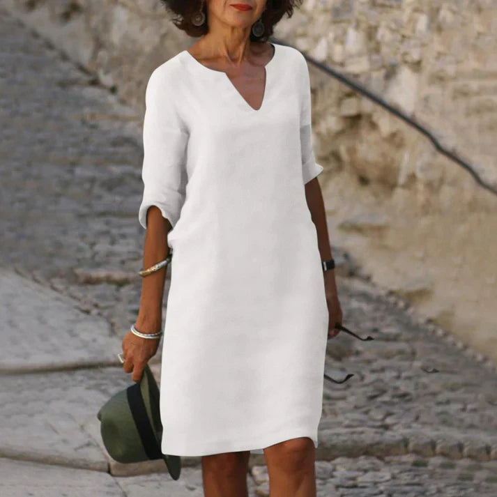 Lune London | Elegant Summer Dress Made of Linen with V-Neck