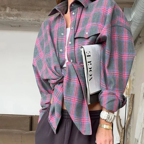 Lune London | Long Sleeve Shirt with Checkered Pattern Cotton Blend Casual and Trendy