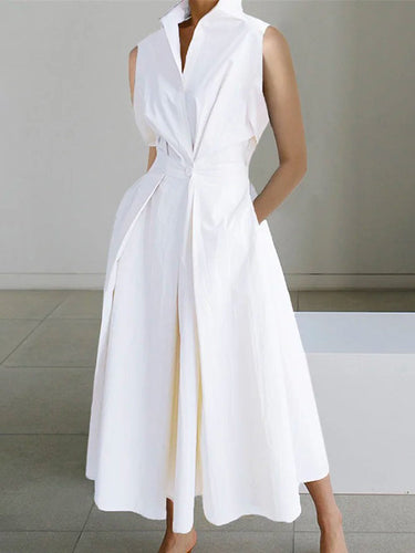 Lune London | White Shirt Collar Urban Cotton Dress