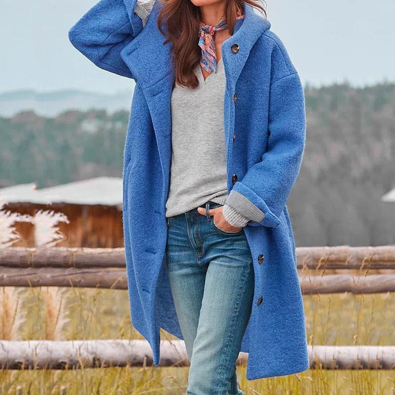 Lune London | Coat - Plus Size Wool Blend - Long Model with Button Closure and Lapels