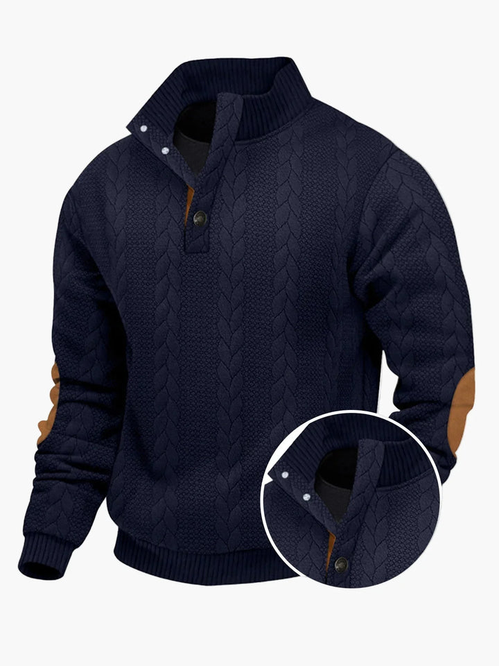 Lune London | Knitted sweater with high collar and elbow patches - Casual style for everyday and leisure
