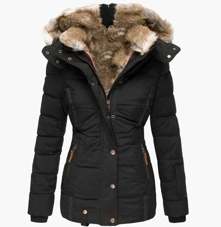 Lune London | Quilted winter jacket with hood and synthetic fur - Highlight your silhouette, ideal for cold days