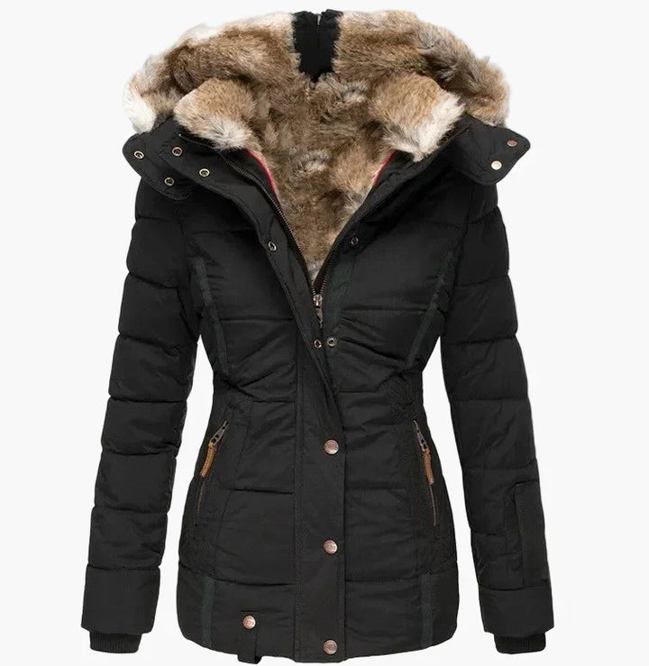 Lune London | Quilted winter jacket with hood and synthetic fur - Highlight your silhouette, ideal for cold days