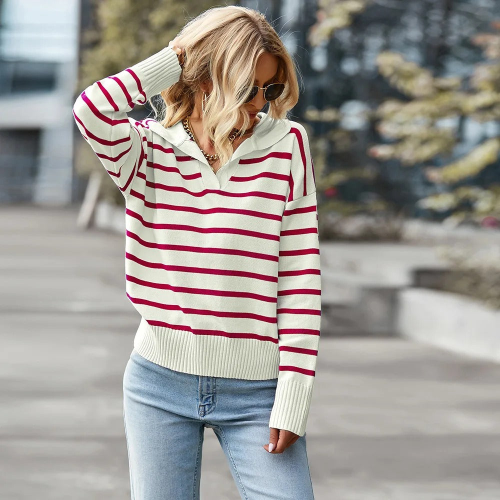 Lune London | Striped V neck Sweater