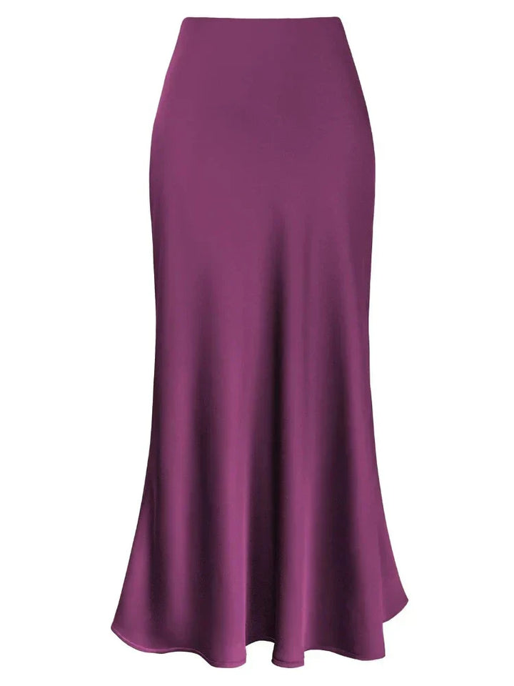 Lune London | Women's Satin Silk Skirts Summer Spring Korean Fashion Clothing Office Ladies Long Skirts Elegant Black Maxi Skirts for Women