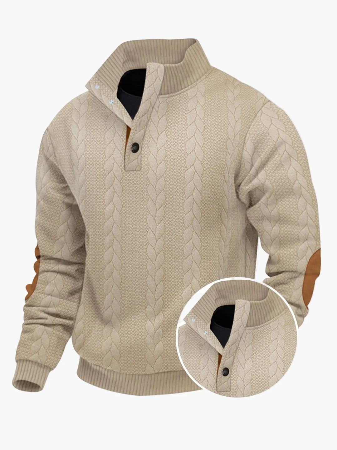 Lune London | Knitted sweater with high collar and elbow patches - Casual style for everyday and leisure