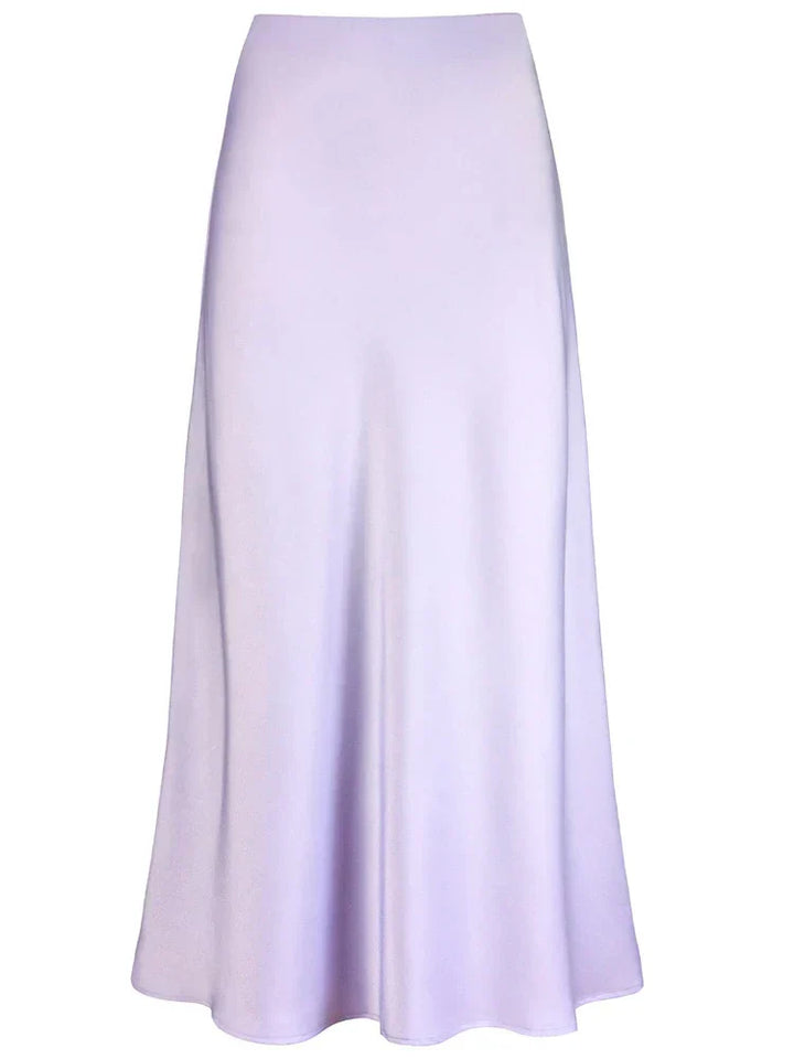 Lune London | Women's Satin Silk Skirts Summer Spring Korean Fashion Clothing Office Ladies Long Skirts Elegant Black Maxi Skirts for Women