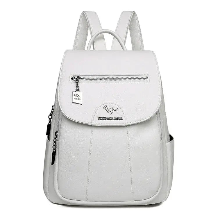Chic Und Stil | Large Leather Backpack with Theft Protection for Women