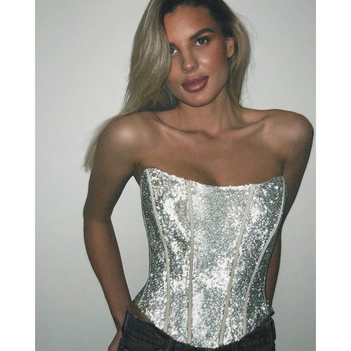 Lune London | Corset Strapless Glitter Top
