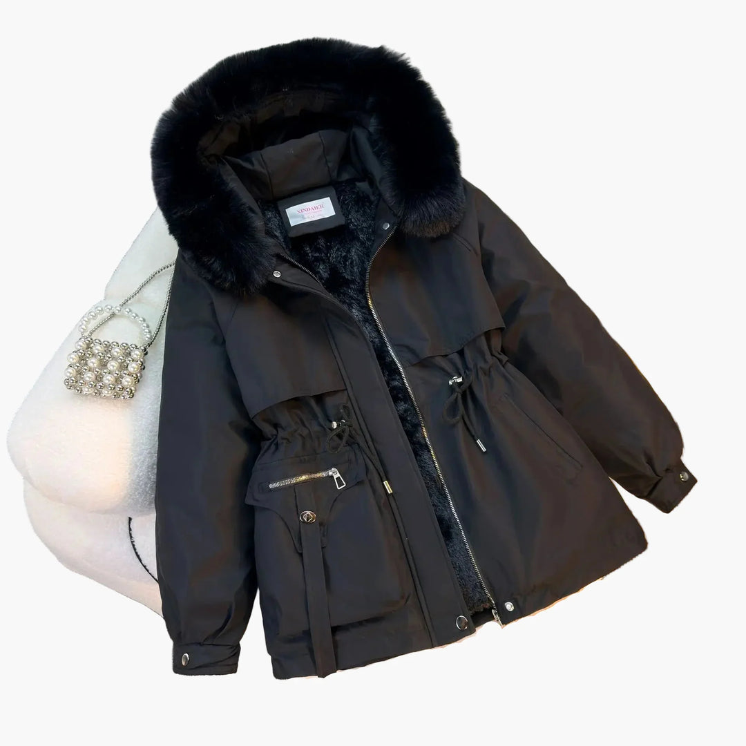 Lune London | Winter jacket with hood and faux fur collar - Elegant parka for cold days