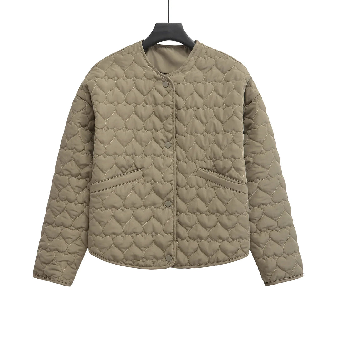 Lune London | Women's quilted jacket with hearts – lightweight puffer with snap fasteners