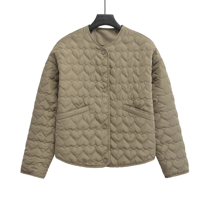 Lune London | Women's quilted jacket with hearts – lightweight puffer with snap fasteners