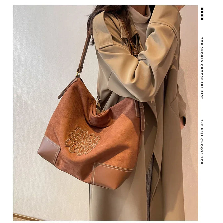 Lune London | Women's Luxury Brand Messenger Bags Retro Brown Crossbody Tote Bags Bucket Clutch Bag Shopping Large Capacity Travel Bag