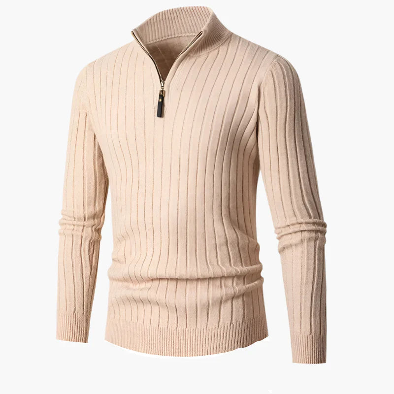 Lune London | Knit sweater with mock neck and half-zip - Elegant casual and professional look