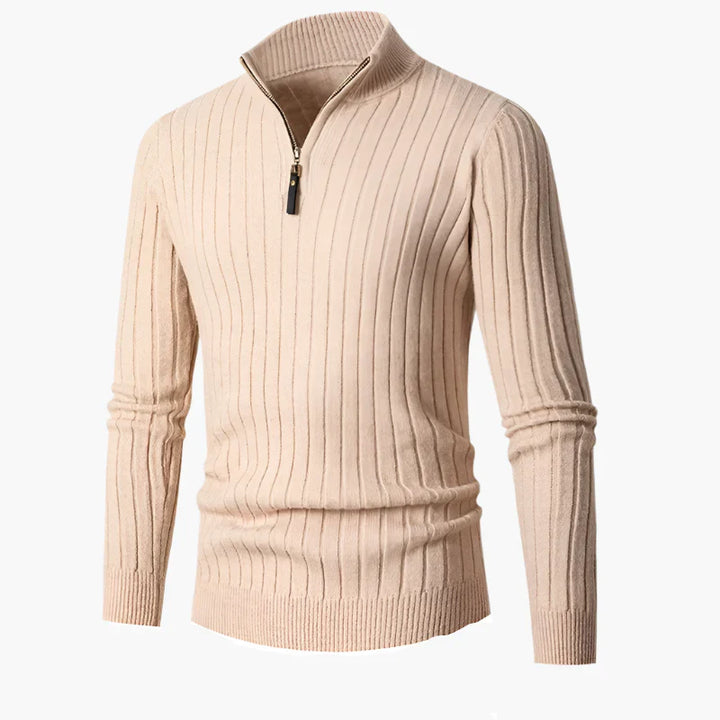 Lune London | Knit sweater with mock neck and half-zip - Elegant casual and professional look