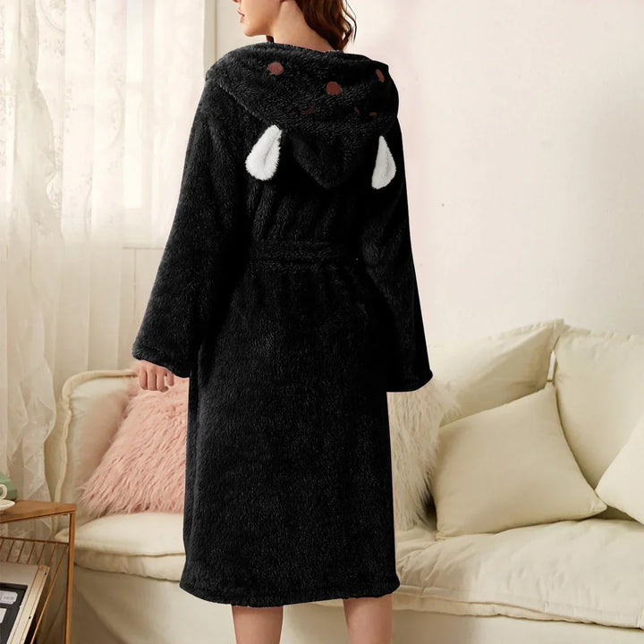 Lune London | Casual Autumn Thick Flannel Hooded Bathrobe for Women