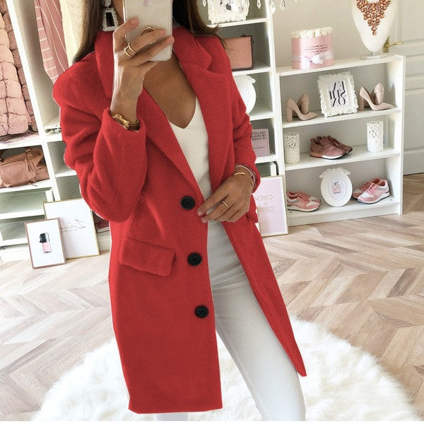 Lune London | Women’S Double-Breasted Wool Coat with Lapel Collar