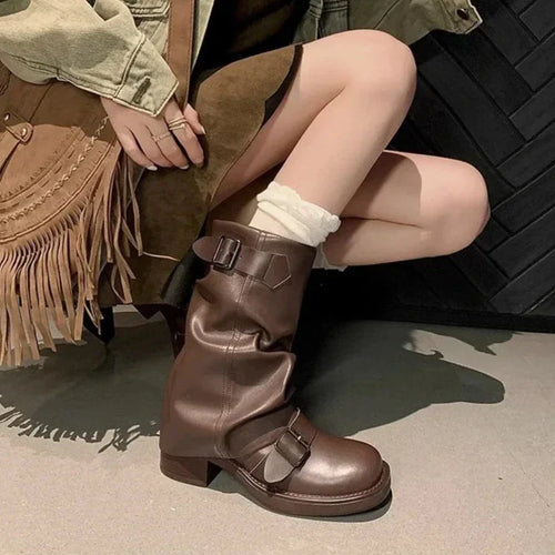 Lune London | Pleated Mid-Calf Boots