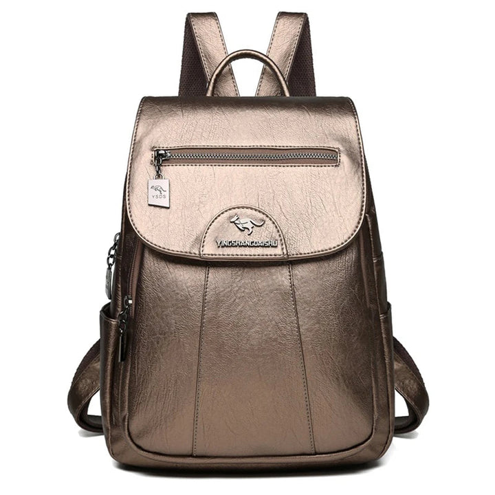 Chic Und Stil | Large Leather Backpack with Theft Protection for Women