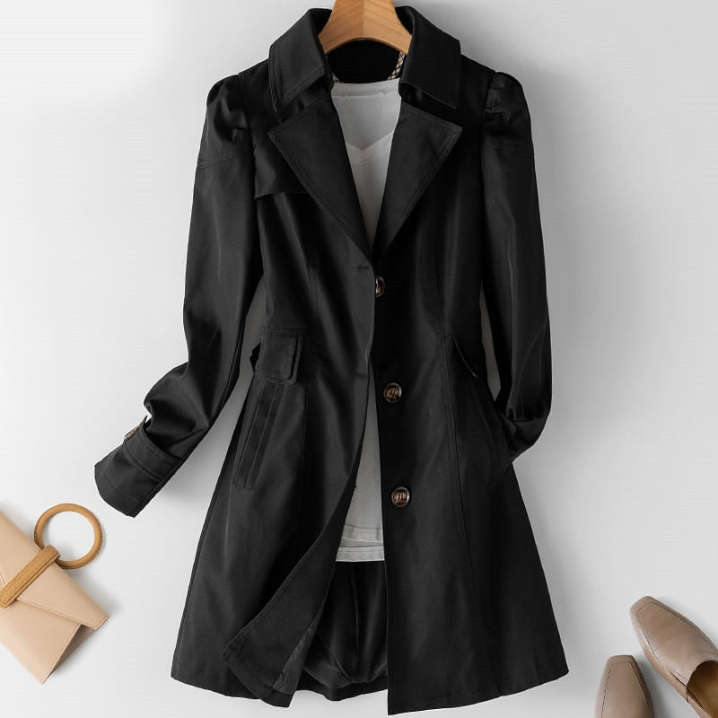 Lune London | Women's Trench Coat Autumn 2023 Trend Single-Breasted Mid-Length Trench Coat for Women