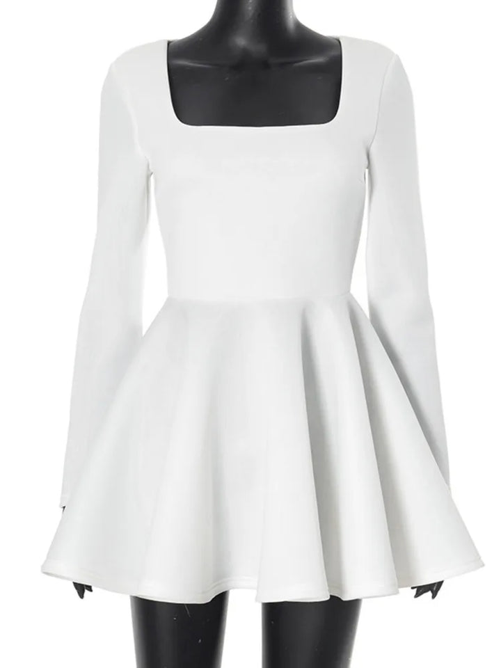 Lune London | Elegant White Mini Dress with Square Neckline