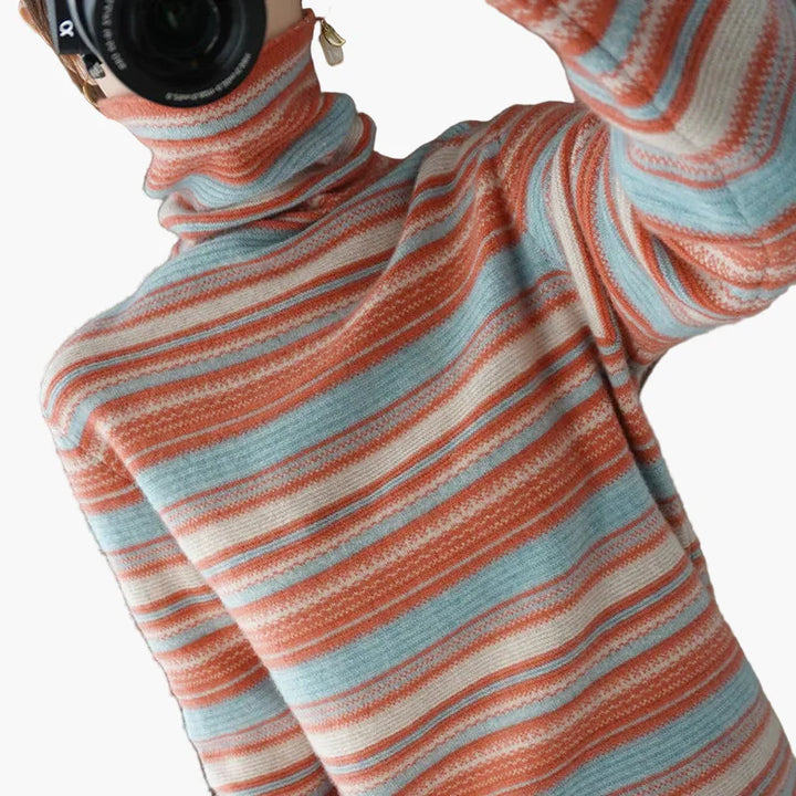 Lune London | Retro Striped Turtleneck Sweater - Trendy Winter Sweater for Daily Life and Leisure