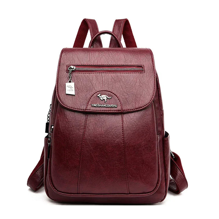 Chic Und Stil | Large Leather Backpack with Theft Protection for Women