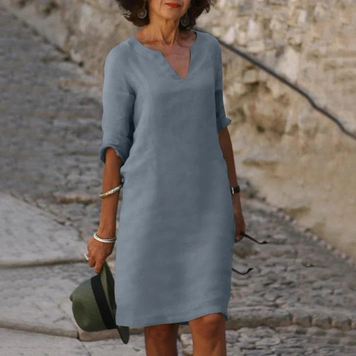 Lune London | Elegant Summer Dress Made of Linen with V-Neck