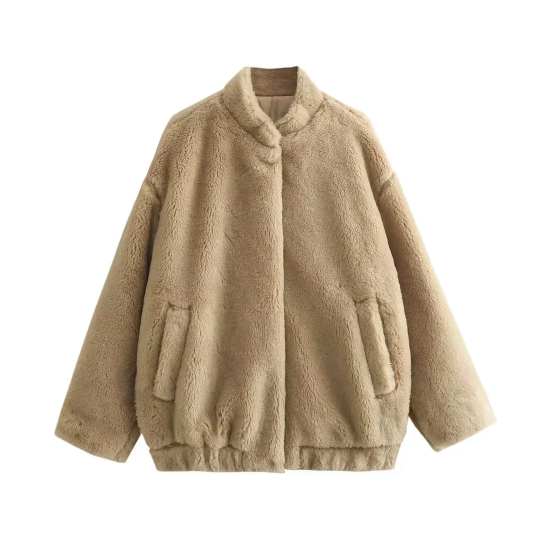Lune London | Jacket - Soft Faux Fur - Oversized Fit - Button Closure - Long Sleeves