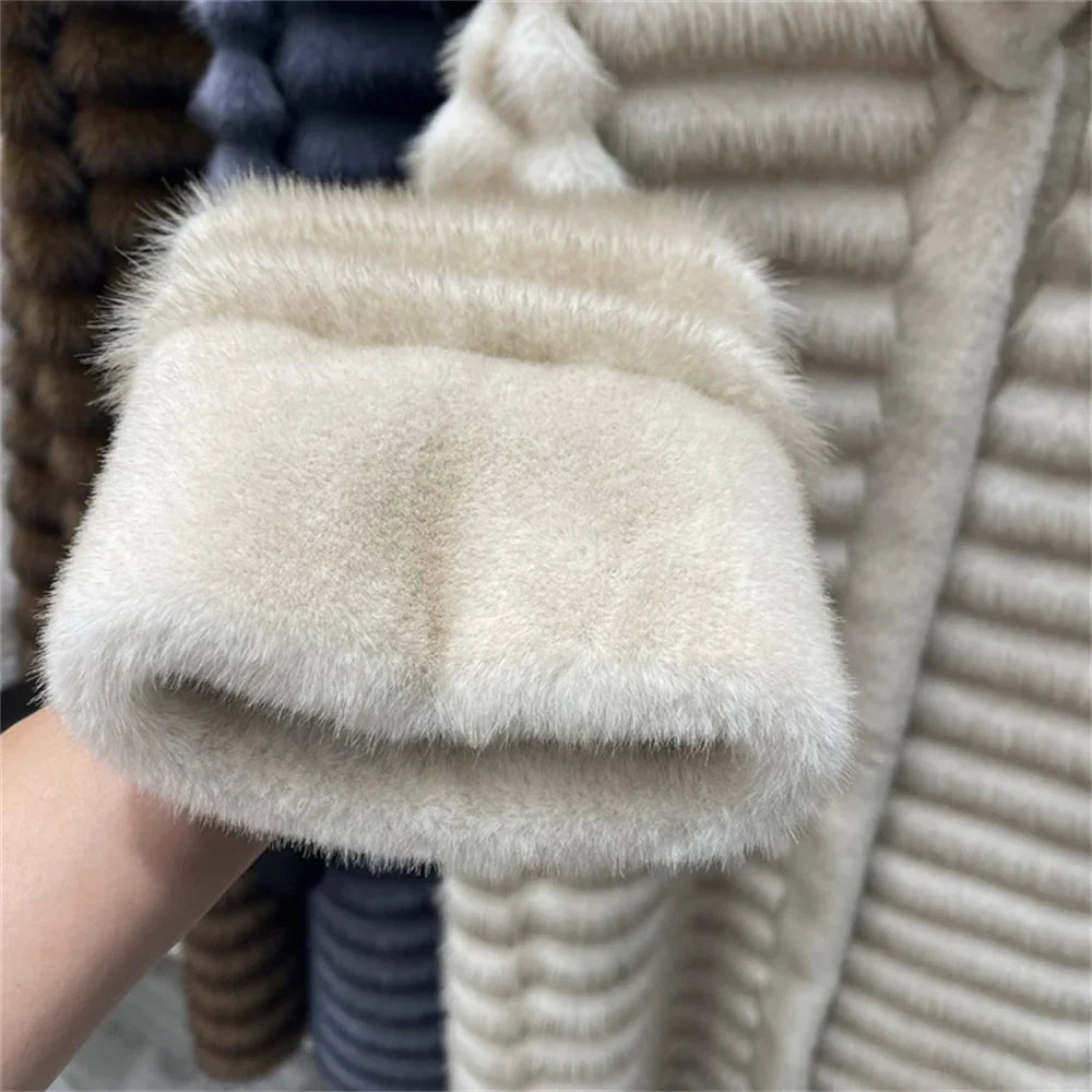 Lune London | Relaxed Fit Coat - Stand-up Collar Coat with Banded Fur Trim