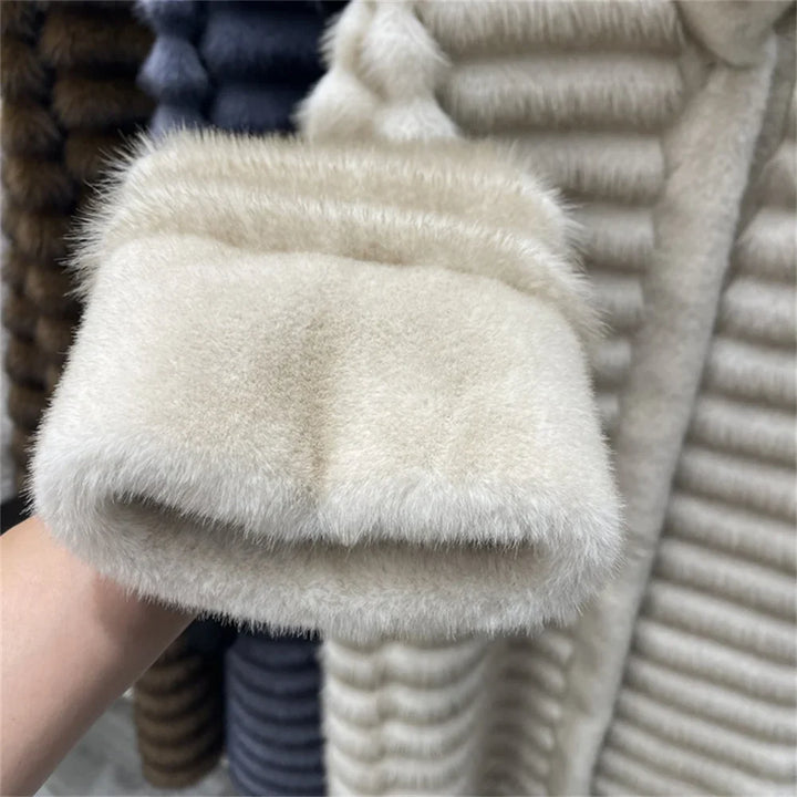 Lune London | Relaxed Fit Coat - Stand-up Collar Coat with Banded Fur Trim