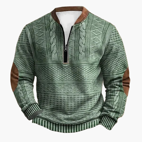Lune London | Knitted sweater with cable knit pattern and quarter zip - Trendy casual sweater for autumn and winter
