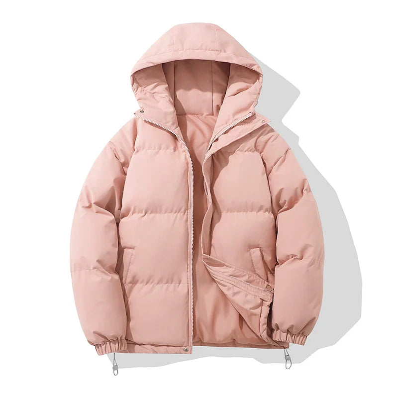 Lune London | Women's Jacket High Collar Hooded Zipper Design Cotton-Lined Jacket