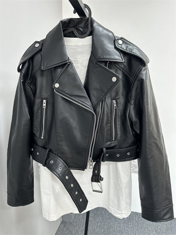 Lune London | Vintage leather jacket with lapels for women