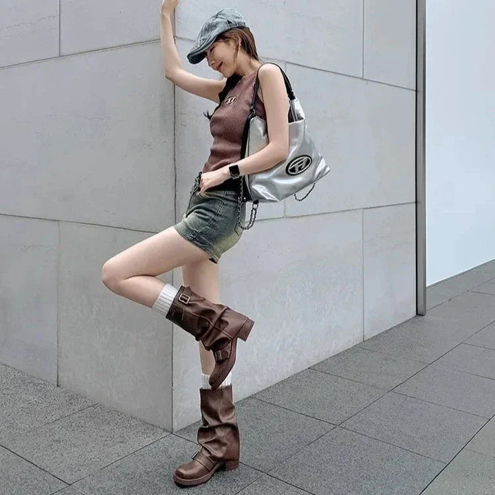 Lune London | Pleated Mid-Calf Boots