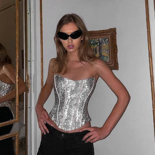 Lune London | Corset Strapless Glitter Top
