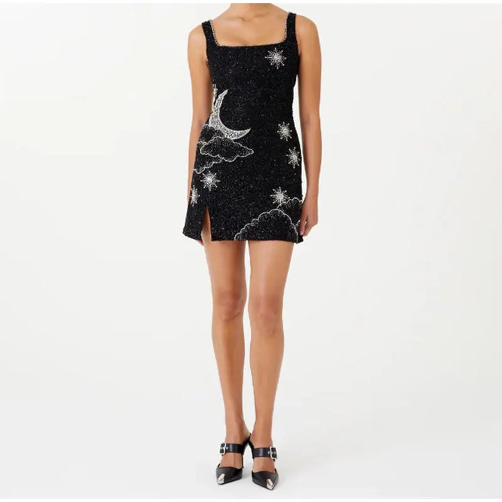 Lune London | Celestial Sparkle Mini Dress Party Dress with Moon and Star Decoration