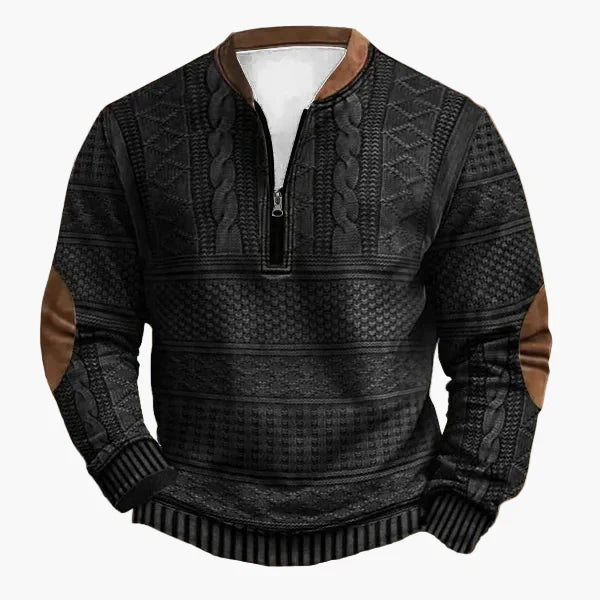 Lune London | Knitted sweater with cable knit pattern and quarter zip - Trendy casual sweater for autumn and winter