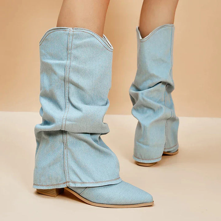 Lune London | Denim knee-high boots