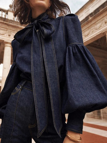 Lune London | Jean blouses with puff sleeves