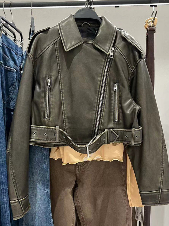 Lune London | Vintage leather jacket with lapels for women