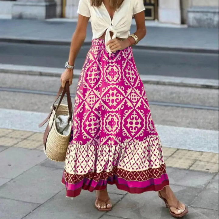 Lune London | Boho Print Maxi Skirt for Women