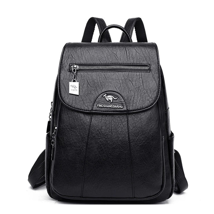 Chic Und Stil | Large Leather Backpack with Theft Protection for Women