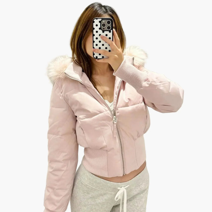 Lune London | Winter jacket with hood and fur collar - Modern and fitted transitional jacket for autumn and winter