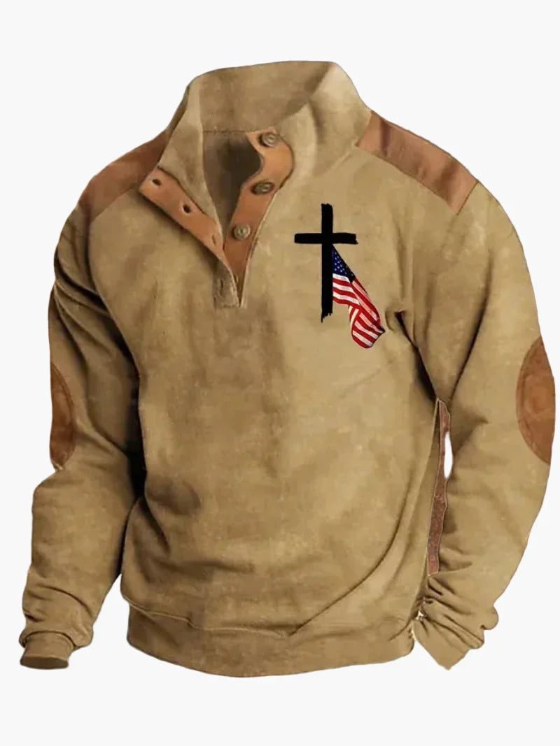 Lune London | Retro cowboy sweatshirt with digital print and high collar - Casual western pullover for outdoor and leisure